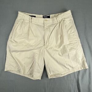 Polo Ralph Lauren Shorts Mens 36 Beige Classic Golf Chino Pleated Cotton Vintage